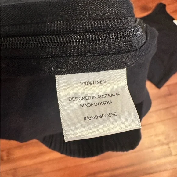 Posse Tia tailored linen flared pants black medium elastic back waist - Picture 10 of 11